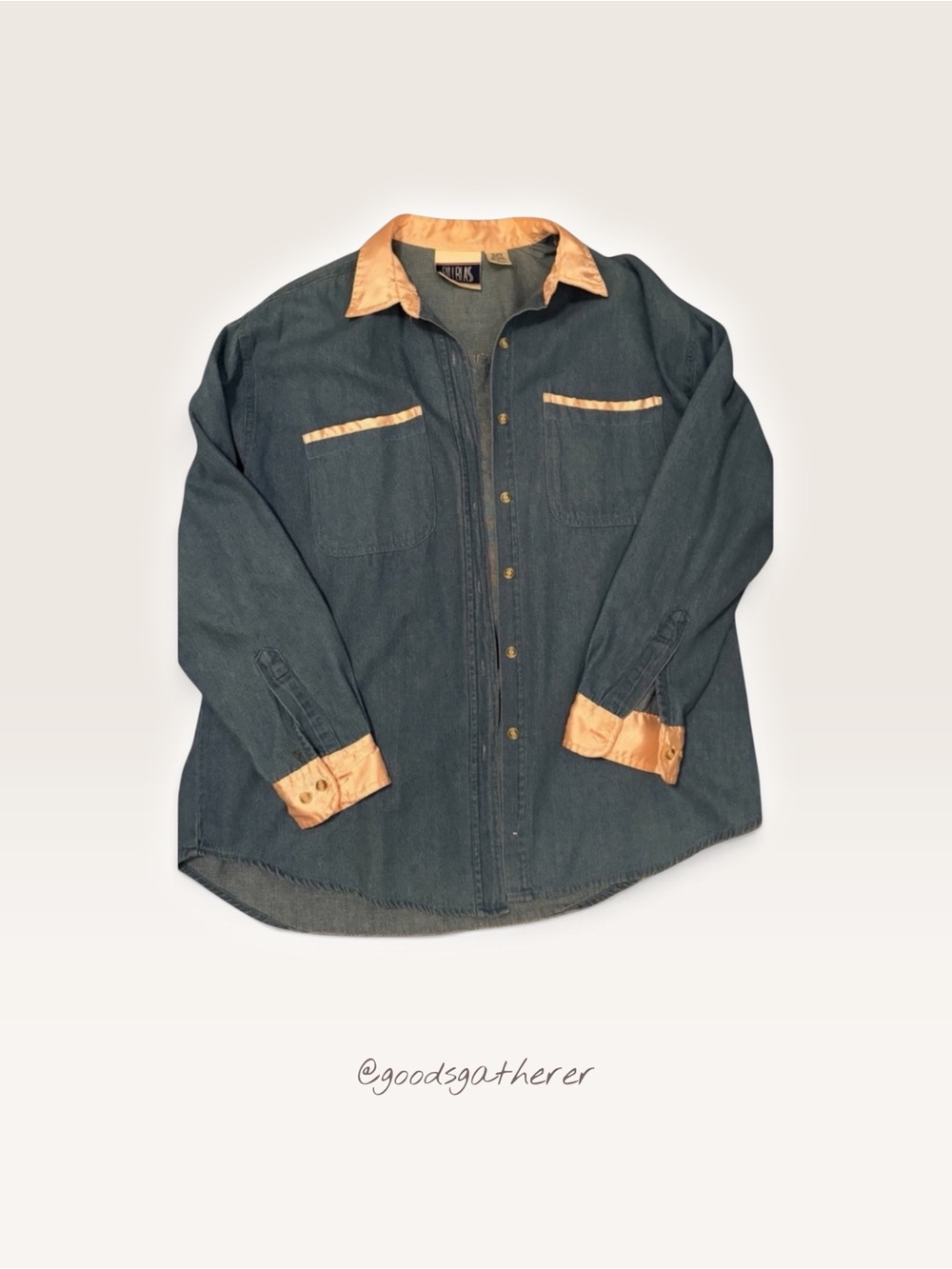 VINTAGE Bill Blass Denim Button Up Shirt with Satin Trim